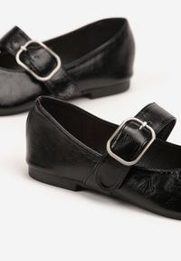Renee - Czarne Balerinki w Stylu Mary Jane ze Szpiczastym Noskiem Nalivira. Okazja: na co dzień. Nosek buta: szpiczasty. Kolor: czarny. Materiał: jeans. Styl: casual
