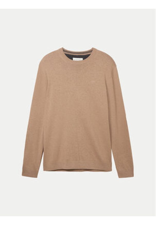 Tom Tailor Sweter 1038426 Beżowy Regular Fit. Kolor: beżowy. Materiał: bawełna