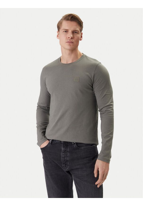 BOSS Longsleeve Tacks 50512111 Khaki Regular Fit. Kolor: brązowy. Materiał: bawełna. Długość rękawa: długi rękaw