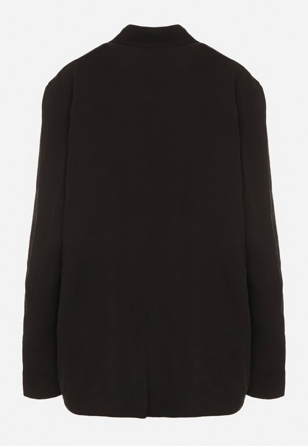 Born2be - Czarna Marynarka Oversize Pudełkowa z Kieszeniami z Modalu Mavelisse. Okazja: na co dzień. Kolor: czarny. Materiał: jeans. Styl: casual, elegancki