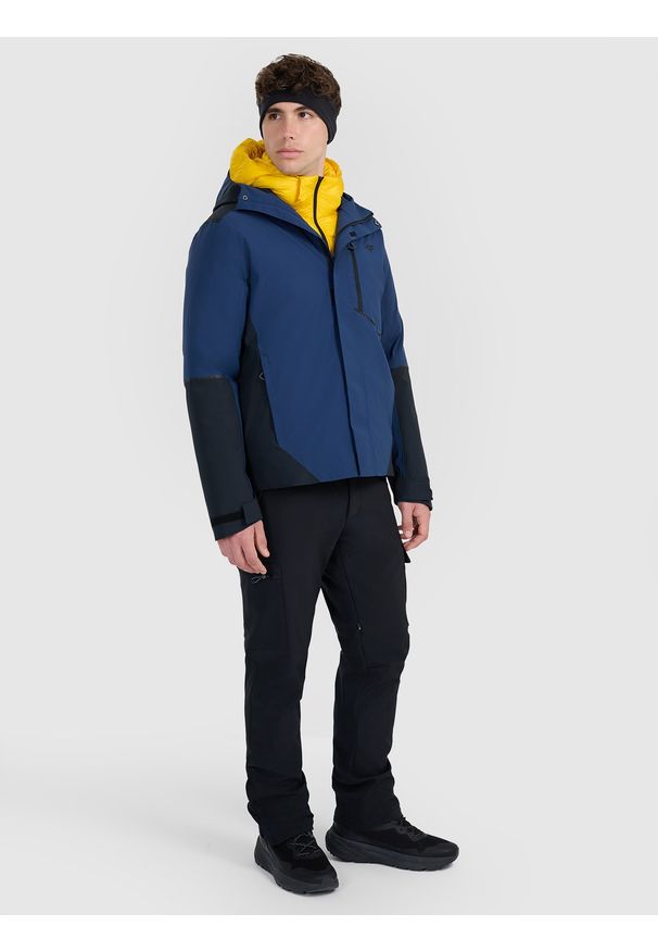 4f - 4F Kurtka trekkingowa membrana 10000 męska - granatowa XL. Kolor: niebieski. Materiał: poliester. Technologia: Primaloft. Sport: turystyka piesza, wspinaczka
