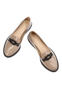 Beżowe Mokasyny Armodo Modne Buty Damskie. Okazja: do pracy. Kolor: beżowy. Materiał: skóra. Obcas: na obcasie. Styl: klasyczny, elegancki. Wysokość obcasa: niski #5