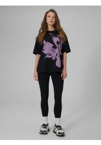 4f - 4F T-shirt loose z nadrukiem damski - czarny XS. Okazja: na co dzień. Kolor: czarny. Materiał: dzianina. Wzór: nadruk. Styl: elegancki, casual #2