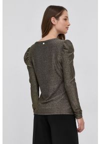 Liu Jo Longsleeve damski kolor złoty. Okazja: na co dzień. Kolor: złoty. Materiał: dzianina. Długość rękawa: długi rękaw. Styl: casual #4