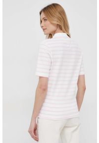 TOMMY HILFIGER - Tommy Hilfiger polo damski kolor różowy. Typ kołnierza: polo. Kolor: różowy. Materiał: bawełna, dzianina. Długość: krótkie #4