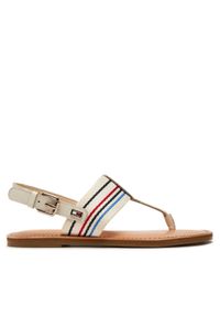 TOMMY HILFIGER - Tommy Hilfiger Sandały Flat Sandal Stripes FW0FW07924 Beżowy. Kolor: beżowy #1