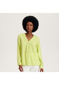 Reserved - Bluzka z EcoVero™ - Żółty. Kolor: żółty #1