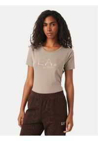 EA7 Emporio Armani T-Shirt 7W001443 AF10373 U6100 Beżowy Slim Fit. Kolor: beżowy. Materiał: bawełna #1