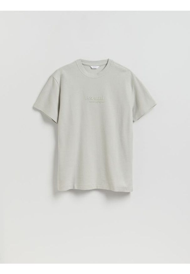 Reserved - T-shirt regular z bawełny - jasnozielony. Kolor: zielony. Materiał: bawełna