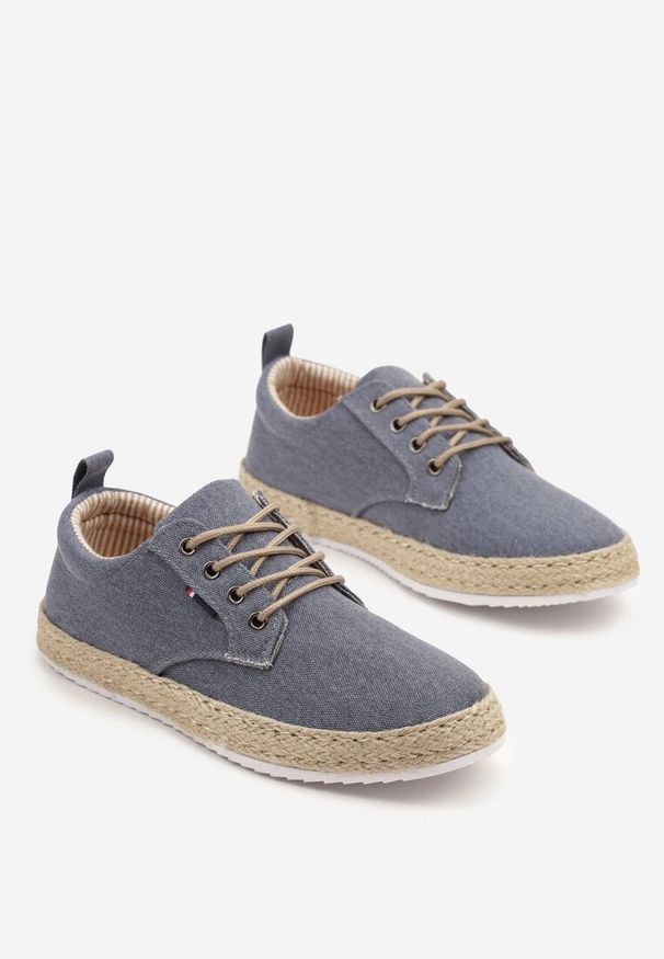 Born2be - Granatowe Półbuty na Plecionej Podeszwie Stylizowane na Denim Halinnea. Okazja: na co dzień. Kolor: niebieski. Materiał: denim. Styl: elegancki, casual