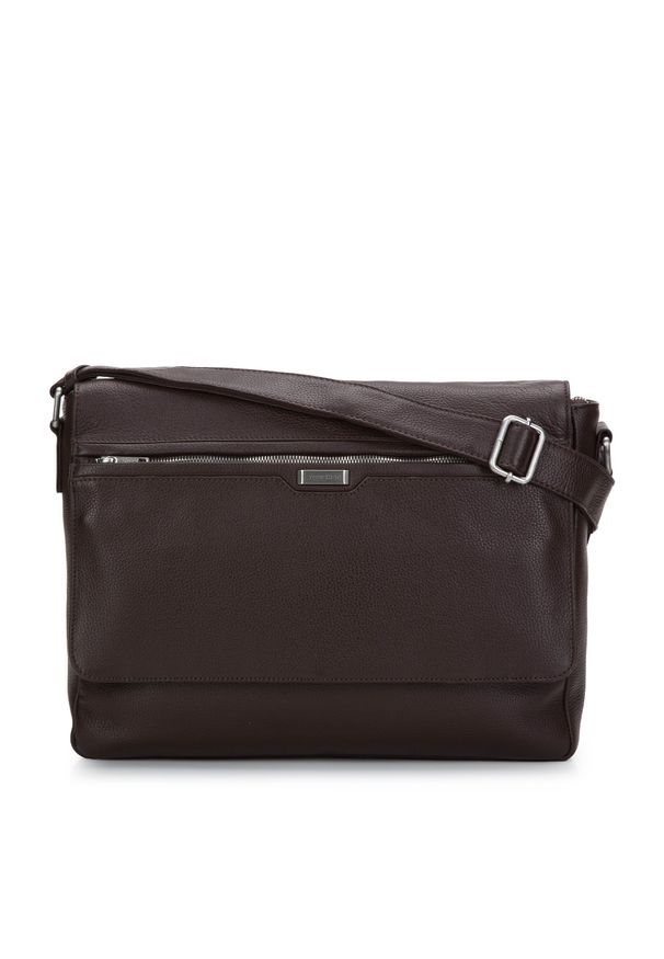 Wittchen - Męska torba na laptopa 11”/12” skórzana z kieszenią w klapie brązowa. Kolor: brązowy. Materiał: skóra. Styl: casual, elegancki