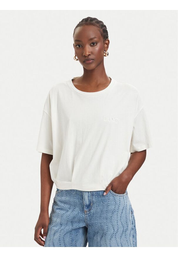 Liu Jo Sport T-Shirt TA6119 JS923 Kremowy Oversize. Kolor: kremowy. Materiał: bawełna. Styl: sportowy