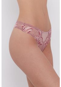 Calvin Klein Underwear Stringi kolor różowy z koronki. Kolor: różowy. Materiał: koronka. Wzór: koronka #2