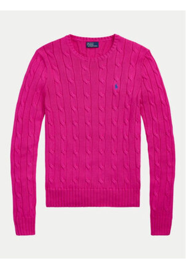 Polo Ralph Lauren Sweter 211891640025 Różowy Slim Fit. Typ kołnierza: polo. Kolor: różowy. Materiał: bawełna