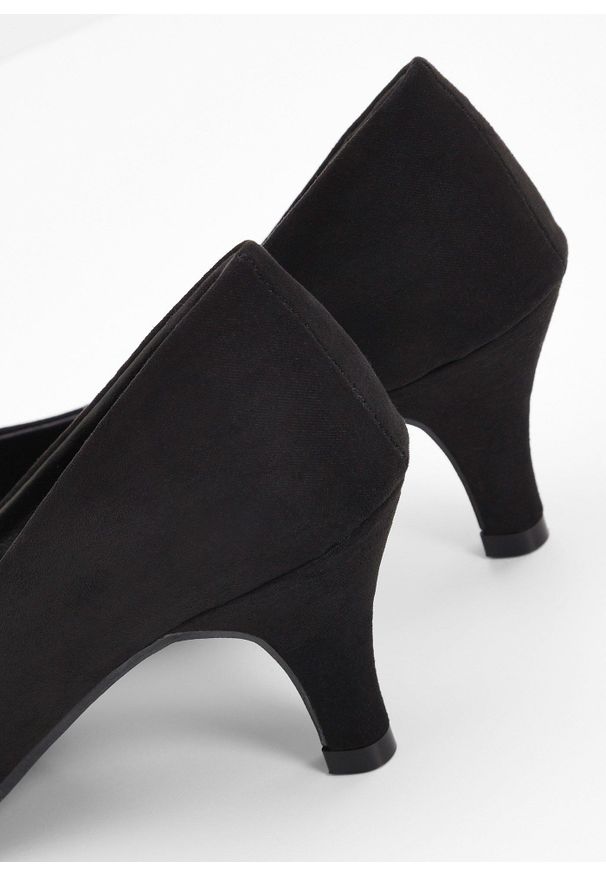 bonprix - Czółenka z wąskim obcasem. Okazja: na spotkanie biznesowe, do pracy. Kolor: czarny. Materiał: welur, skóra, materiał. Obcas: na obcasie. Styl: biznesowy. Wysokość obcasa: średni