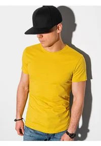 Ombre Clothing - T-shirt męski bawełniany basic S1370 - żółty - XXL. Kolor: żółty. Materiał: bawełna. Styl: klasyczny