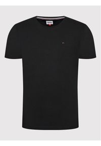 Tommy Jeans T-Shirt DM0DM04411 Czarny Slim Fit. Kolor: czarny. Materiał: bawełna