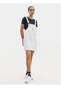 Tommy Jeans Sukienka jeansowa Pinafore DW0DW17680 Biały Regular Fit. Kolor: biały. Materiał: bawełna