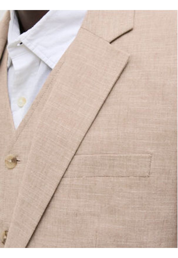 Jack & Jones Marynarka Riviera 12228721 Beżowy Slim Fit. Kolor: beżowy. Materiał: len, bawełna