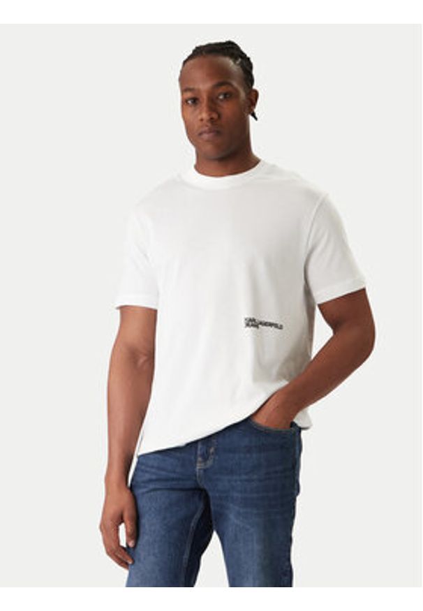 Karl Lagerfeld Jeans T-Shirt B1M17069 Biały Regular Fit. Kolor: biały. Materiał: bawełna