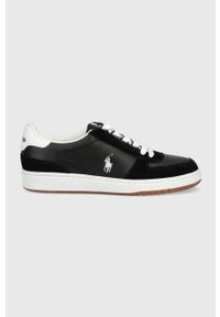 Polo Ralph Lauren sneakersy skórzane POLO CRT kolor czarny. Nosek buta: okrągły. Zapięcie: sznurówki. Kolor: czarny. Materiał: skóra