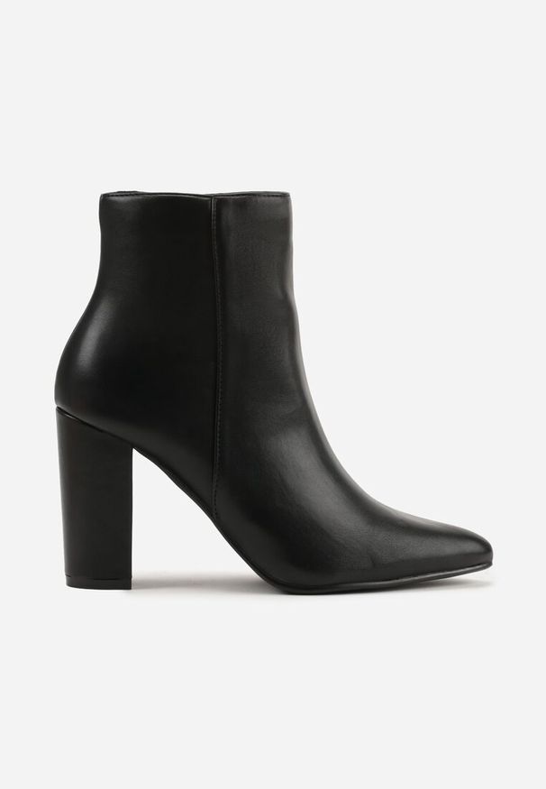 Renee - Czarne Klasyczne Botki na Słupku z Noskiem w Szpic Tavitta. Okazja: na co dzień, na imprezę. Zapięcie: zamek. Kolor: czarny. Materiał: jeans, skóra. Obcas: na słupku. Styl: klasyczny