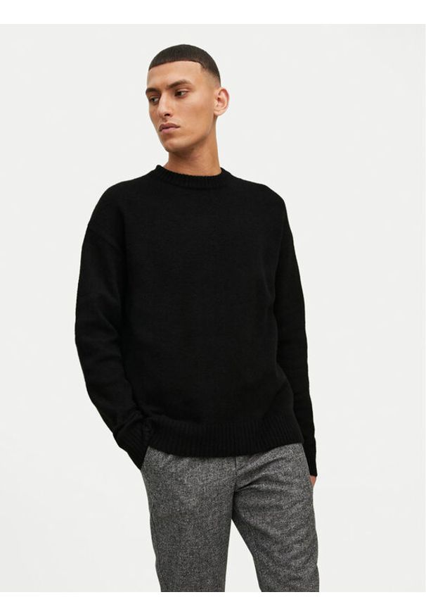 Jack & Jones - Jack&Jones Sweter Rollie 12215468 Czarny Relaxed Fit. Kolor: czarny. Materiał: syntetyk