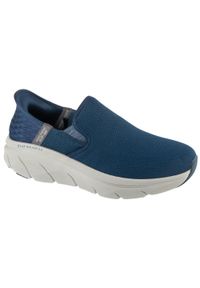 skechers - Buty sportowe Sneakersy męskie, Slip-ins: D'Lux Walker 2.0 - Reeler. Kolor: niebieski. Sport: turystyka piesza