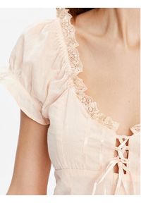 BDG Urban Outfitters Kombinezon BDG LILLY LACE PLAYSUIT 76465715 Écru V-Neck Fit. Materiał: wiskoza #4