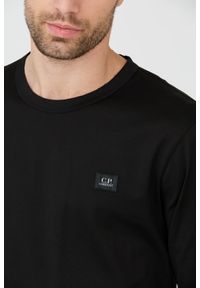 C.P. Company - C.P. COMPANY Czarny męski bawełniany longsleeve, Rozmiar XL. Kolor: czarny. Materiał: bawełna. Długość rękawa: długi rękaw