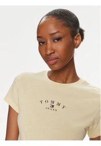 Tommy Jeans T-Shirt Essential Logo DW0DW18140 Żółty Slim Fit. Kolor: żółty. Materiał: bawełna, syntetyk