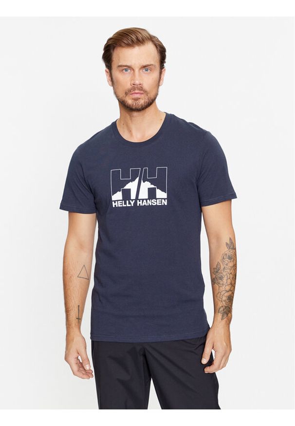 Helly Hansen T-Shirt Nord Graphic 62978 Granatowy Regular Fit. Kolor: niebieski. Materiał: bawełna
