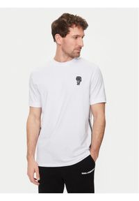 Karl Lagerfeld - KARL LAGERFELD T-Shirt 755026 542221 Biały Regular Fit. Typ kołnierza: dekolt w karo. Kolor: biały. Materiał: bawełna #1