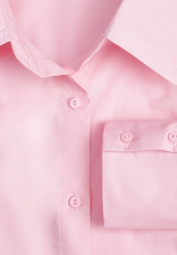 Renee - Jasnoróżowa Koszula Bawełniana Aquida. Kolor: różowy. Materiał: bawełna. Długość rękawa: długi rękaw. Długość: długie