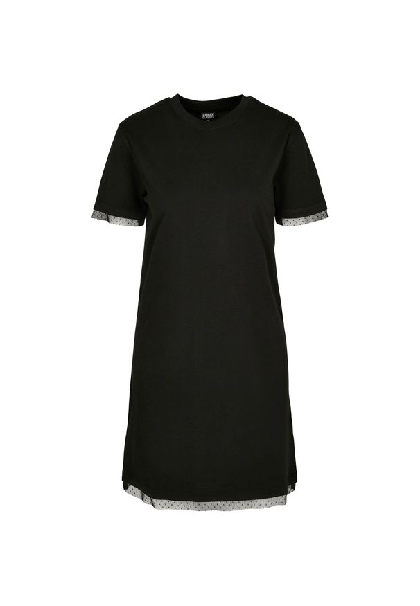 Urban Classics - Koszulka damska Urban Classic boxy lace hem dre. Kolor: czarny. Materiał: koronka