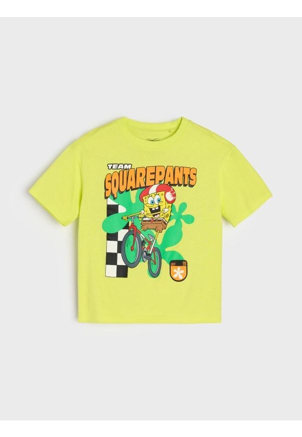 Sinsay - Koszulka z nadrukiem SpongeBob SquarePants - żółty. Kolor: żółty. Wzór: nadruk