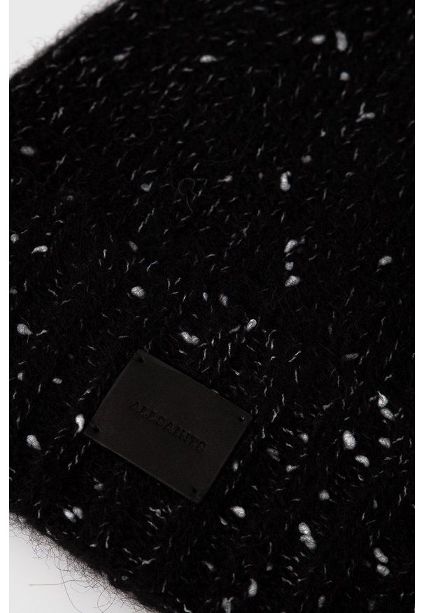 AllSaints Czapka wełniana kolor czarny. Kolor: czarny. Materiał: wełna