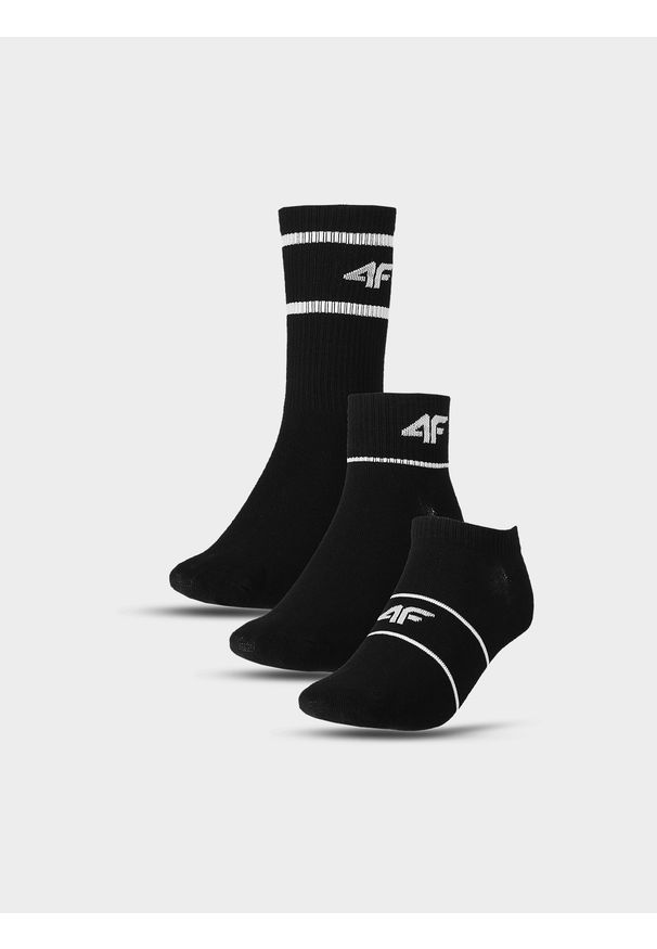 4f - 4F Skarpety casual (3-pack) uniseks - czarne 39-42. Kolor: czarny. Materiał: bawełna, włókno, materiał, poliamid
