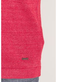 Joop! Collection - Bordowy sweter Joop Collection Lajos. Kolor: czerwony. Materiał: bawełna, len. Wzór: aplikacja #5