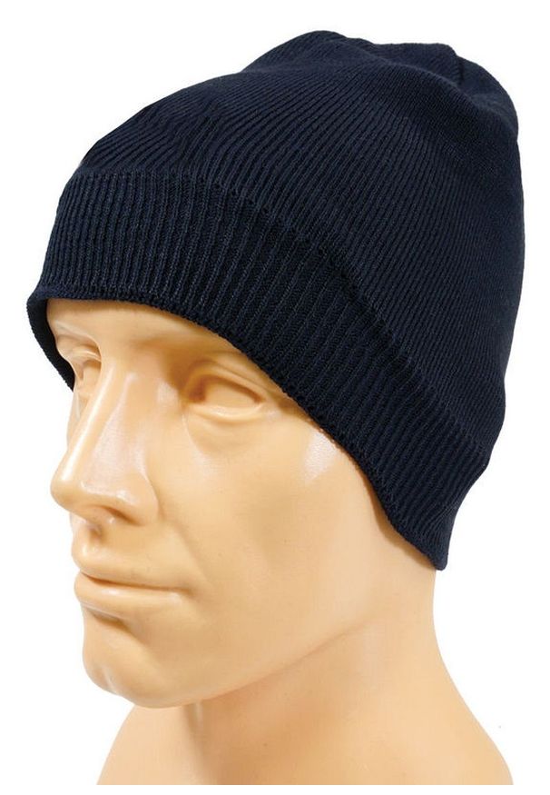 Pako Jeans - Granatowa Męska Jesienno-Zimowa Czapka, Ciepła, Uniwersalny Rozmiar, z Kożuchem. Kolor: niebieski. Materiał: akryl. Wzór: ze splotem. Sezon: zima, jesień