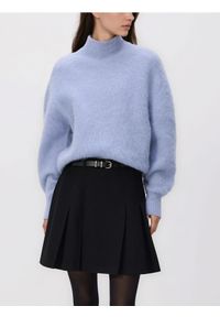 Reserved - Plisowana spódnica z paskiem - czarny. Kolor: czarny. Materiał: wiskoza, tkanina