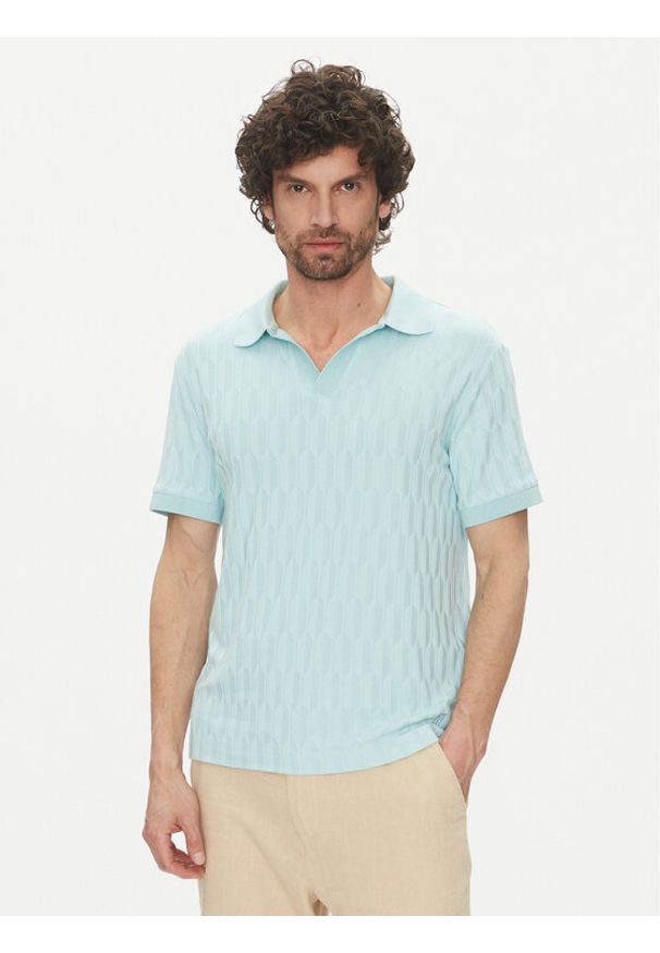 Marciano Guess Polo 5GHP03 6326A Błękitny Regular Fit. Typ kołnierza: polo. Kolor: niebieski. Materiał: syntetyk