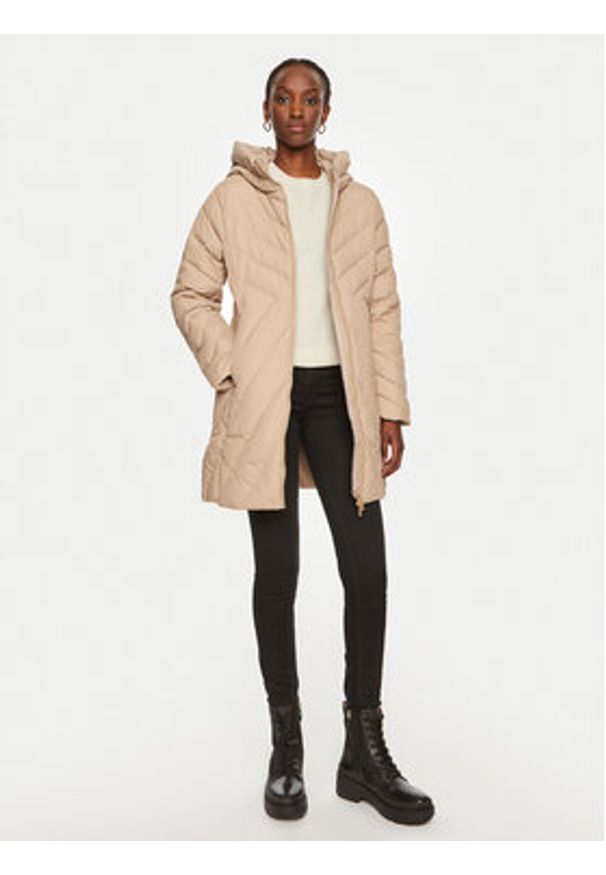 TOMMY HILFIGER - Tommy Hilfiger Kurtka puchowa Chevron WW0WW42622 Beżowy Regular Fit. Kolor: beżowy. Materiał: syntetyk. Sezon: zima