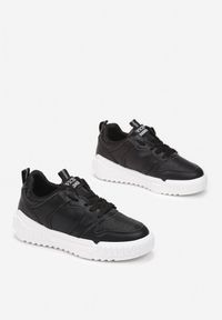 Born2be - Czarne Sneakersy Delephone. Wysokość cholewki: przed kostkę. Kolor: czarny. Szerokość cholewki: normalna. Wzór: aplikacja, geometria #5
