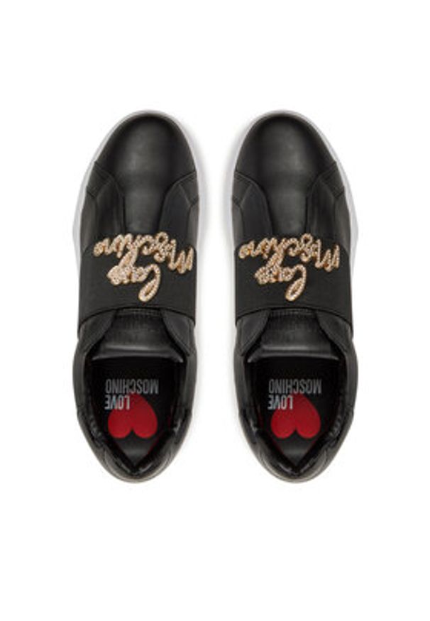 Love Moschino - LOVE MOSCHINO Sneakersy JA15064G1MIA400A Czarny. Kolor: czarny. Materiał: skóra