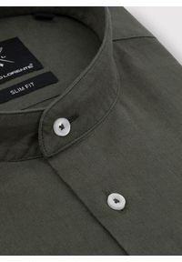 Pako Lorente - PAKO LORENTE – Lniana zielona koszula męska ze stójką. Typ kołnierza: kołnierzyk stójkowy. Kolor: czarny, niebieski, zielony. Materiał: len. Długość rękawa: długi rękaw. Długość: długie. Wzór: gładki #2