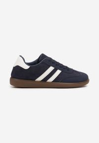 Born2be - Granatowe Buty Sportowe Sneakersy z Paskami z Boku Nalovelle. Okazja: na co dzień. Zapięcie: pasek. Kolor: niebieski. Materiał: jeans