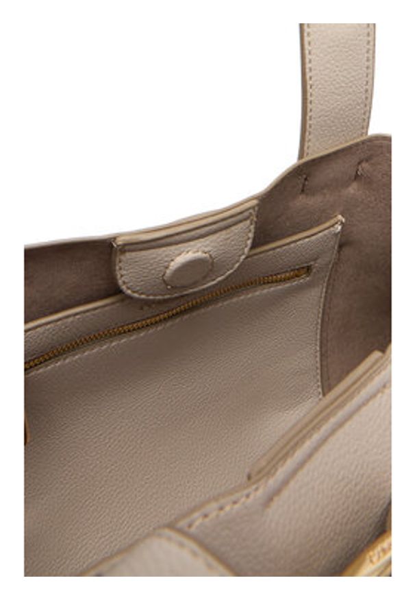 Calvin Klein Torebka Buckle Mini Tote With Strap LV04F3295G Beżowy. Kolor: beżowy. Materiał: skórzane