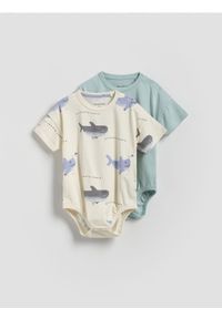 Reserved - Bawełniane body 2 pack - kremowy. Kolor: kremowy. Materiał: bawełna