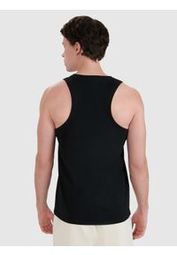 4f - 4F Tank top regular gładki męski - czarny XXL. Kolor: czarny. Materiał: dzianina, bawełna, jersey. Długość rękawa: bez rękawów. Wzór: gładki
